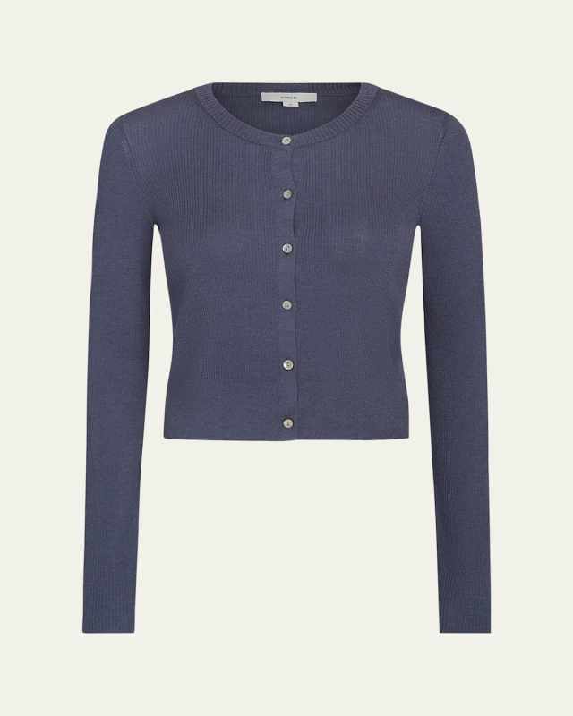 Slim Ribbed Silk-Cashmere Cardigan